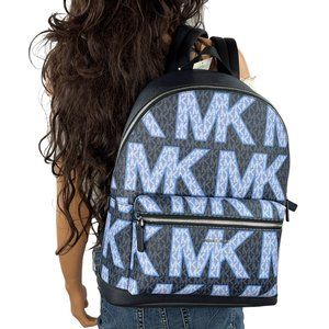Michael Kors Cooper Large Backpack Graphic Large Logo MK Blue Multi